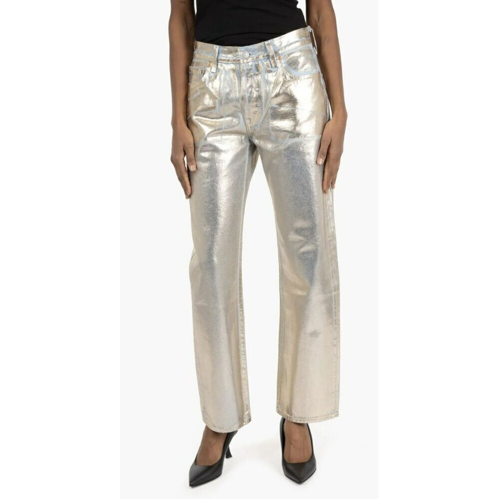 New Levis Silver Coated Ankle 501 Mid Rise Jeans 28 x 27